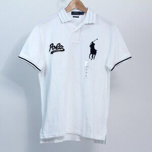 NWT Polo Ralph Lauren BIG PONY Logo Custom Slim Fit Women’s White Polo Shirt, M